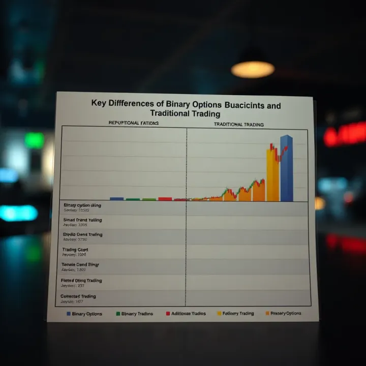 Comparison chart illustrating differences between binary options and traditional trading methods