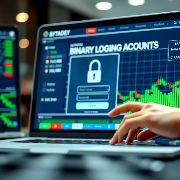 User entering secure login credentials on a binary trading platform