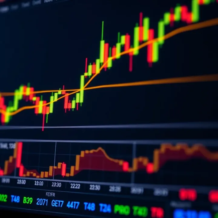 Candlestick chart displaying bullish and bearish patterns on a financial trading platform
