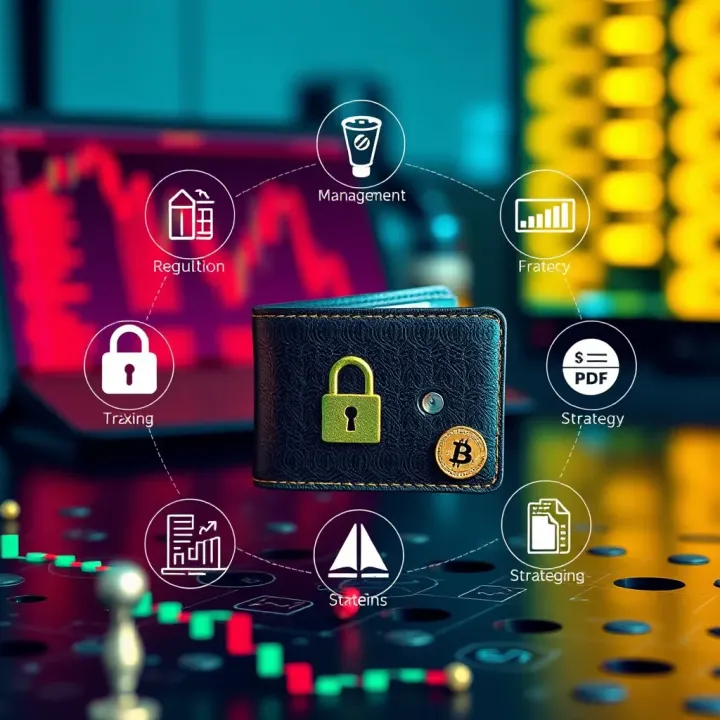 Conceptual graphic depicting a secure digital wallet surrounded by icons representing risk management, regulations, and strategic trading steps for Nigerian crypto enthusiasts