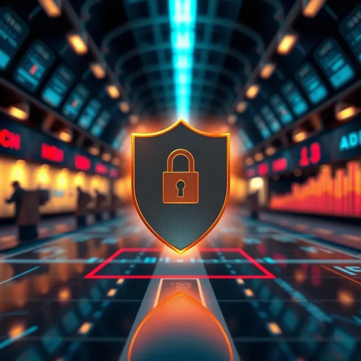 Conceptual graphic showing secure forex trading with regulatory shield and financial symbols