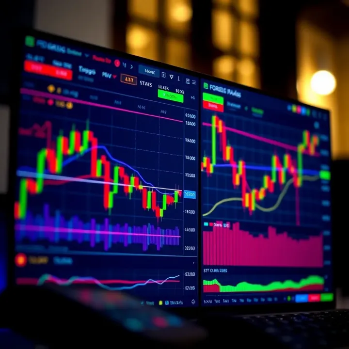 User interface of a forex trading platform showing currency pairs and charts