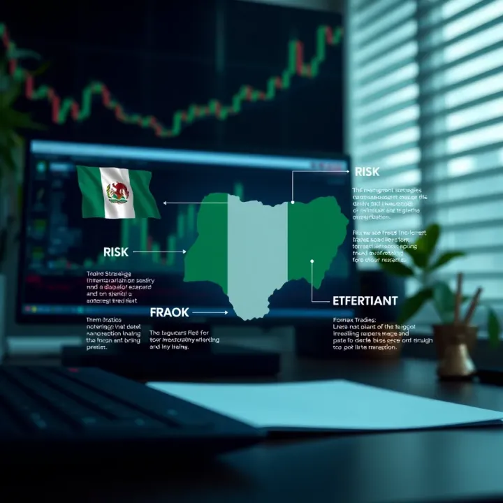 Diagram illustrating risk management strategies with forex trading tools and Nigerian flags