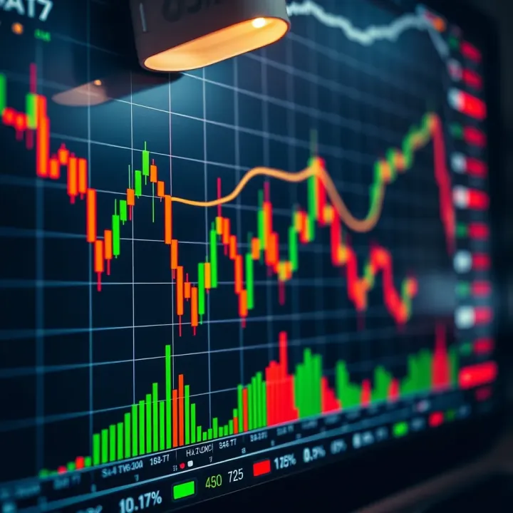 Chart showing currency price movements on a digital trading platform