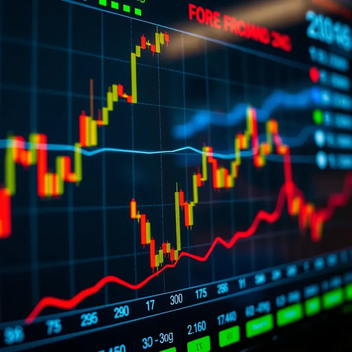 Graph showing fluctuating forex currency exchange rates on a digital trading platform