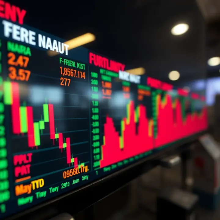 Digital chart showing currency exchange rates highlighting Nigerian Naira trends in forex market