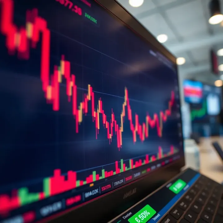 Graph showing currency exchange rates fluctuating on a digital trading platform
