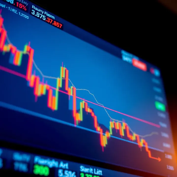 Chart displaying currency price movements with indicators and trend lines