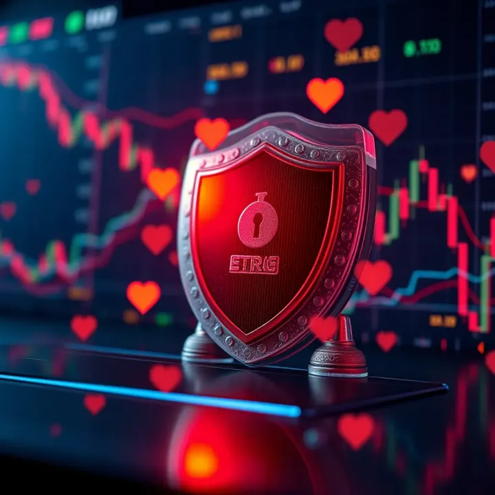 Illustration of a secure online trading environment with currency symbols and protection shield