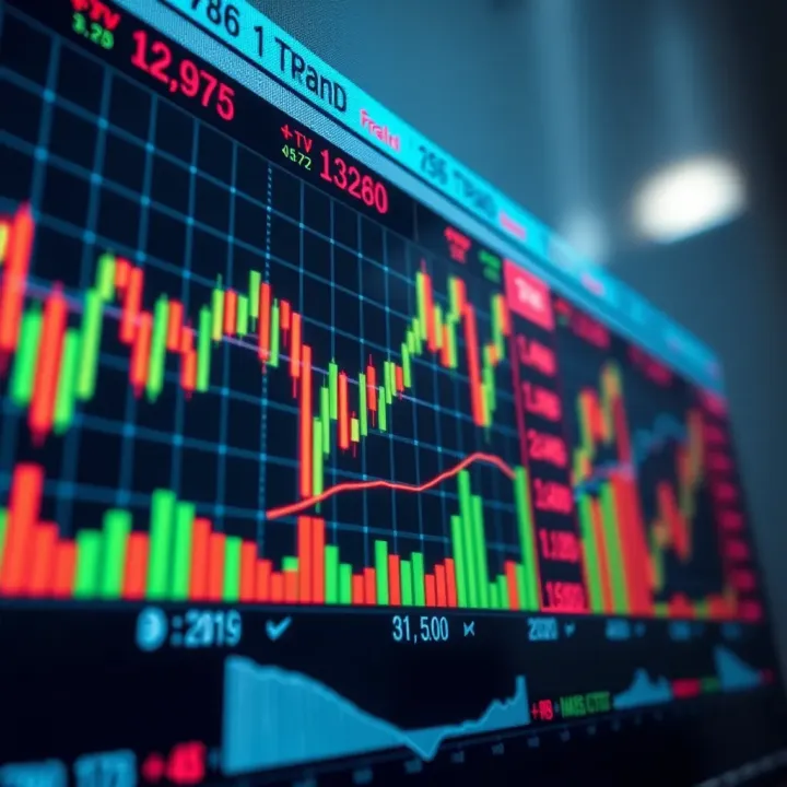 Chart displaying forex market fluctuations with currency pairs and trend lines