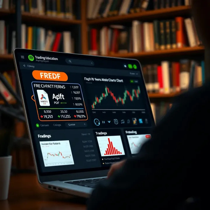 Screenshot of a digital library interface displaying free PDF resources on trading chart patterns for investors