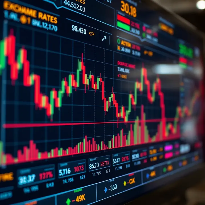 Graph illustrating currency exchange rate fluctuations on a digital trading platform