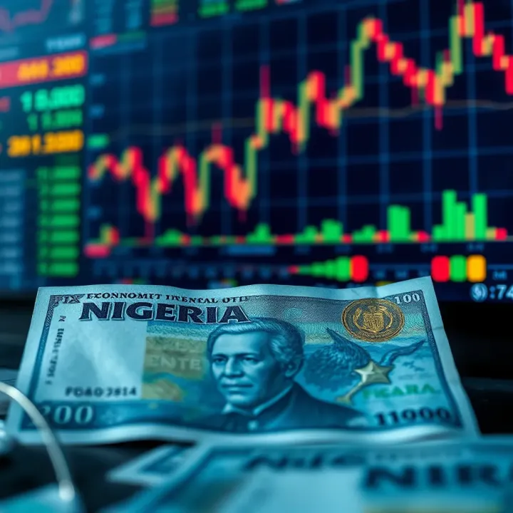 Nigerian naira with financial charts showing market fluctuations