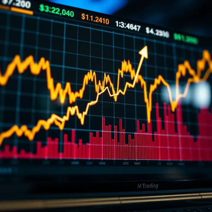 Chart showing cryptocurrency market trends with upward movement