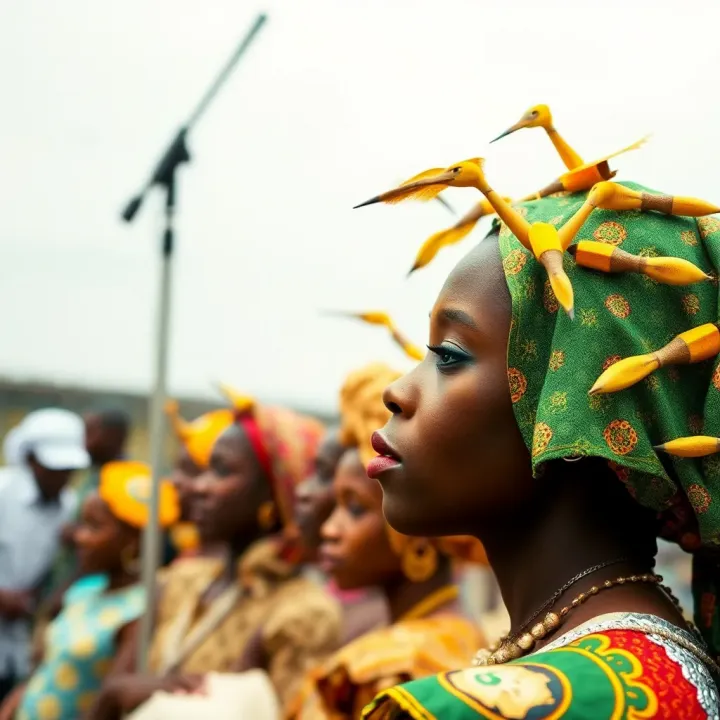 Abstract representation of cultural elements inspired by Nigerian music scene