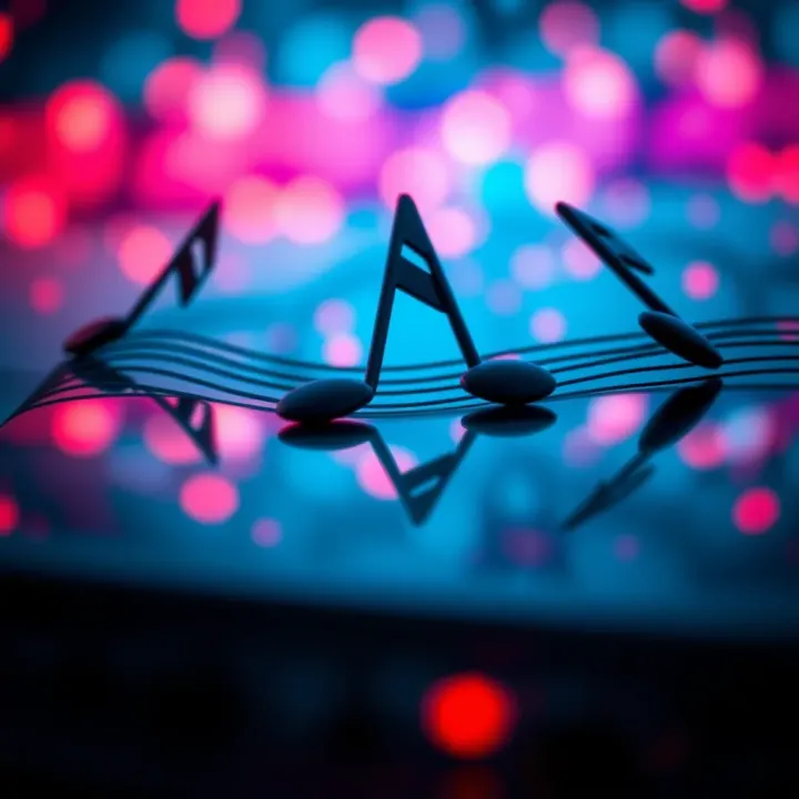 Musical notes on a vibrant background symbolizing creativity and rhythm