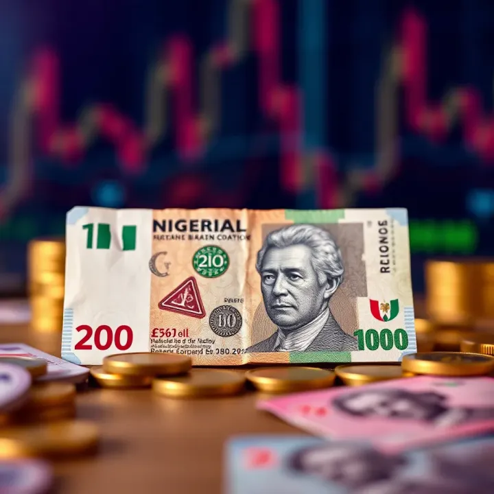 Graphic showing Nigerian currency alongside symbols of market volatility and regulatory compliance