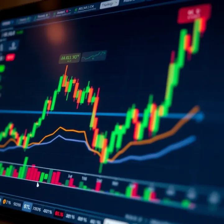 Graph showing currency pair price movements with technical indicators on a trading platform