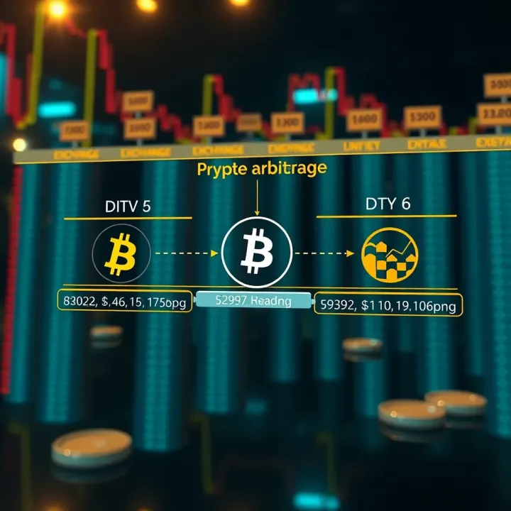 Diagram illustrating the concept of cryptocurrency arbitrage showing price differences between multiple exchanges