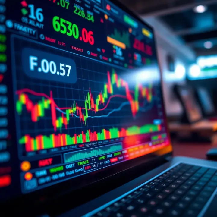 Digital interface displaying forex currency exchange rates and trading charts