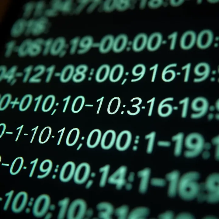 Graphic showing binary digits transforming into decimal numbers