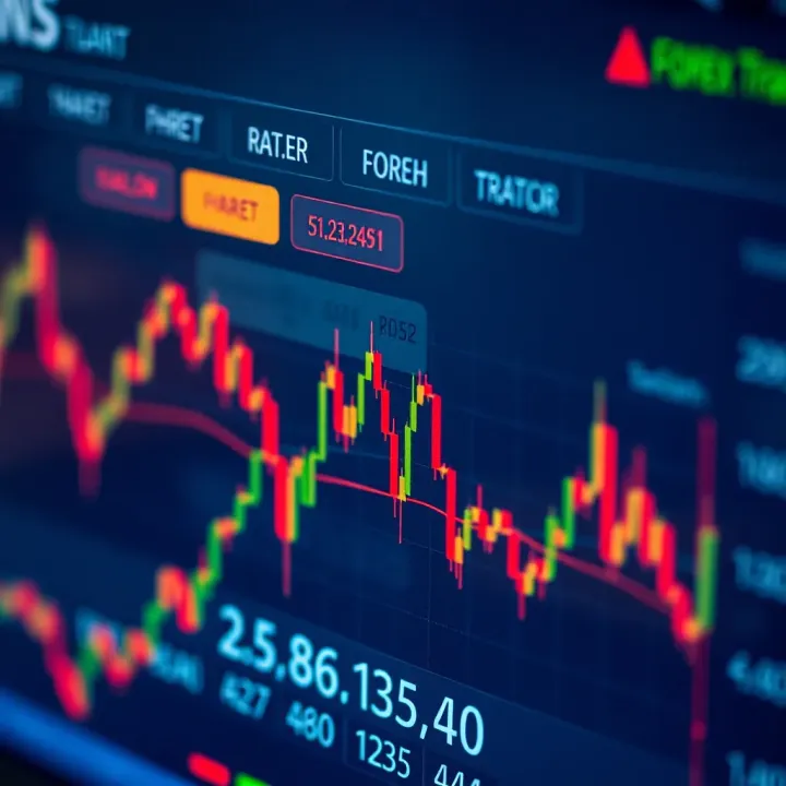 Chart showing fluctuating currency exchange rates on digital screen