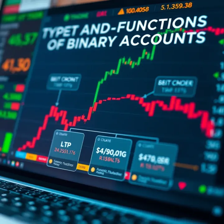 Diagram illustrating types of binary accounts and their key functions in trading