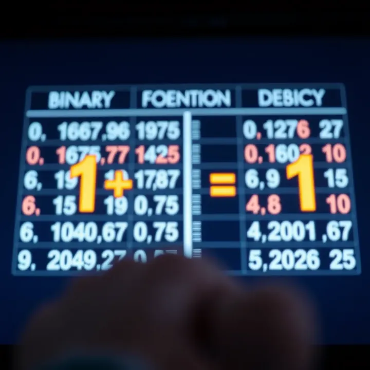 Comparison chart highlighting differences between binary and decimal addition methods