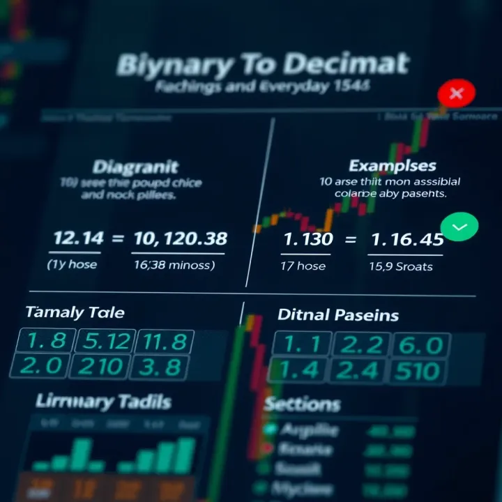 Diagram showing binary to decimal conversion with clear examples