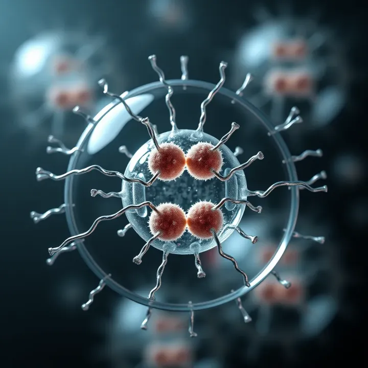 Diagram showing bacterial cell undergoing division by binary fission