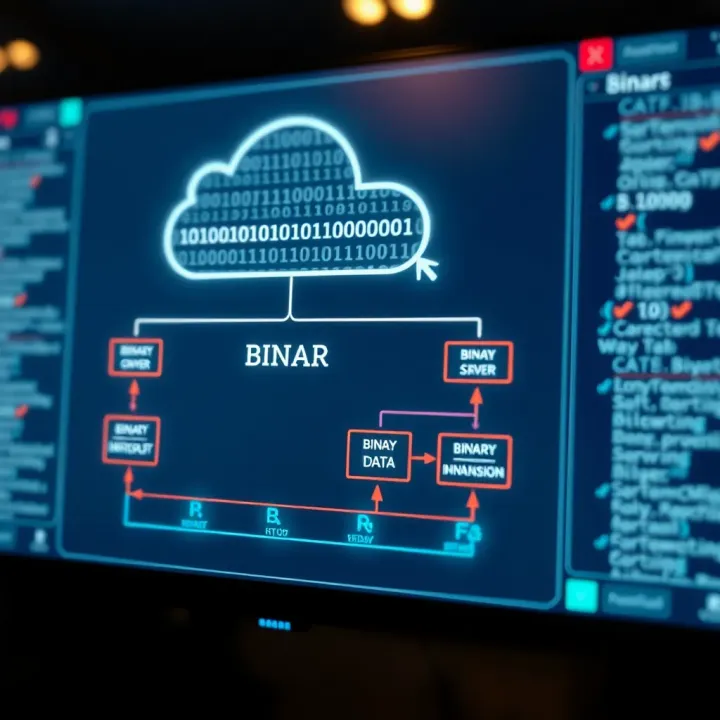 Diagram illustrating binary data flow in client-server communication