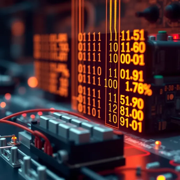 Visual representation of binary logic gates and their function in digital circuits