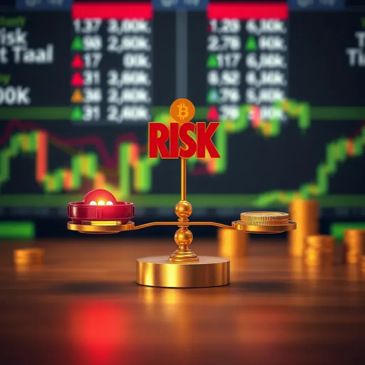 Conceptual graphic showing risk and rewards balance in financial trading