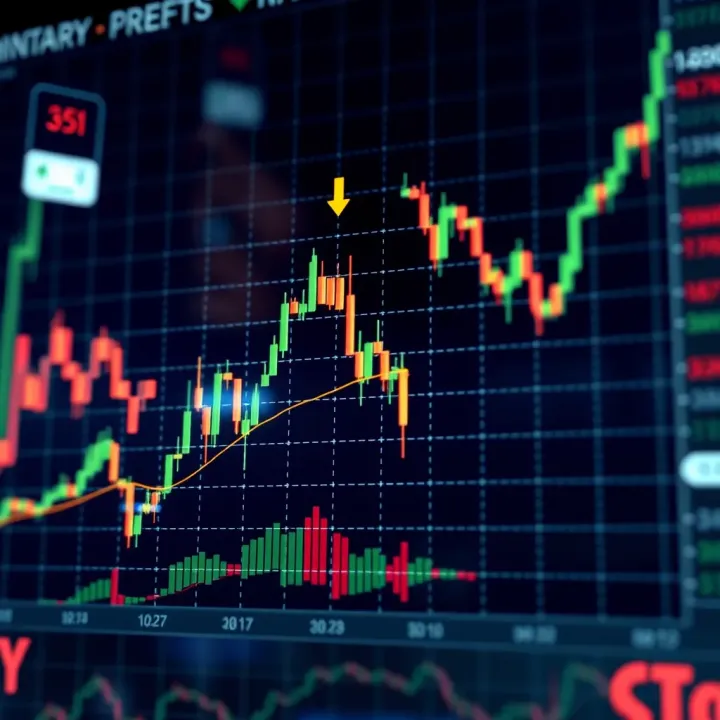 Graph showing rising and falling asset prices representing binary options trading