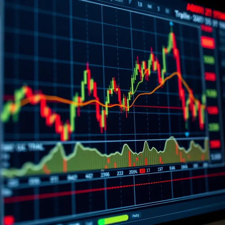 Chart showing various binary options indicators displaying trend and signal patterns