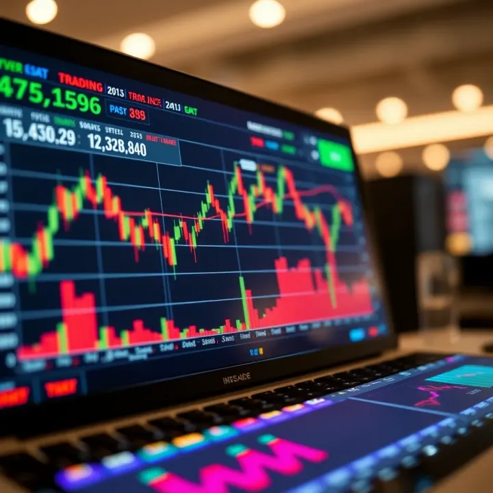 Graph showing binary options signal trends with trading data on digital interface