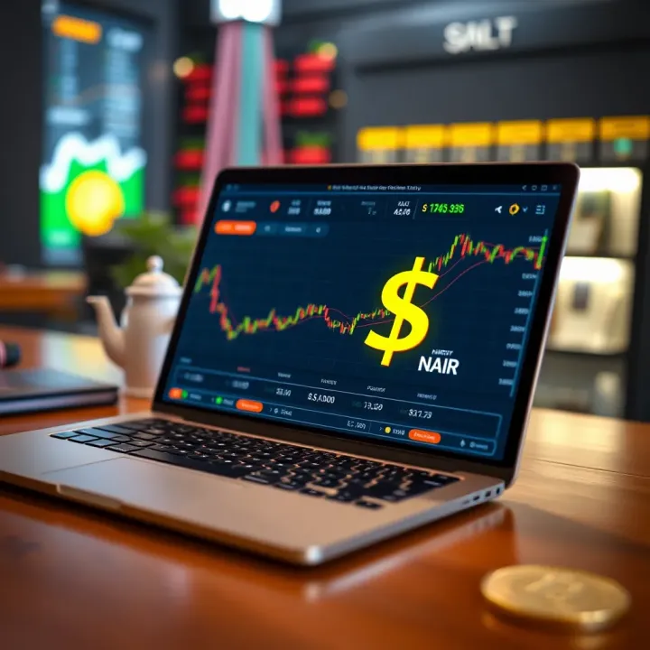 Secure crypto trading interface on a laptop with Nigerian naira symbol and transaction data