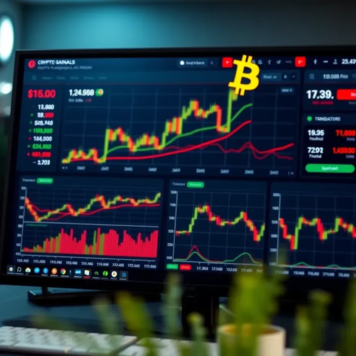 Dashboard showing various sources of crypto trading signals and indicators for market analysis