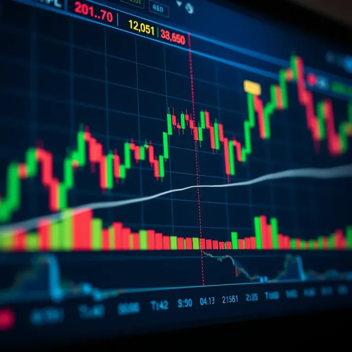 Chart displaying cryptocurrency price movements with highlighted trade entry and exit points