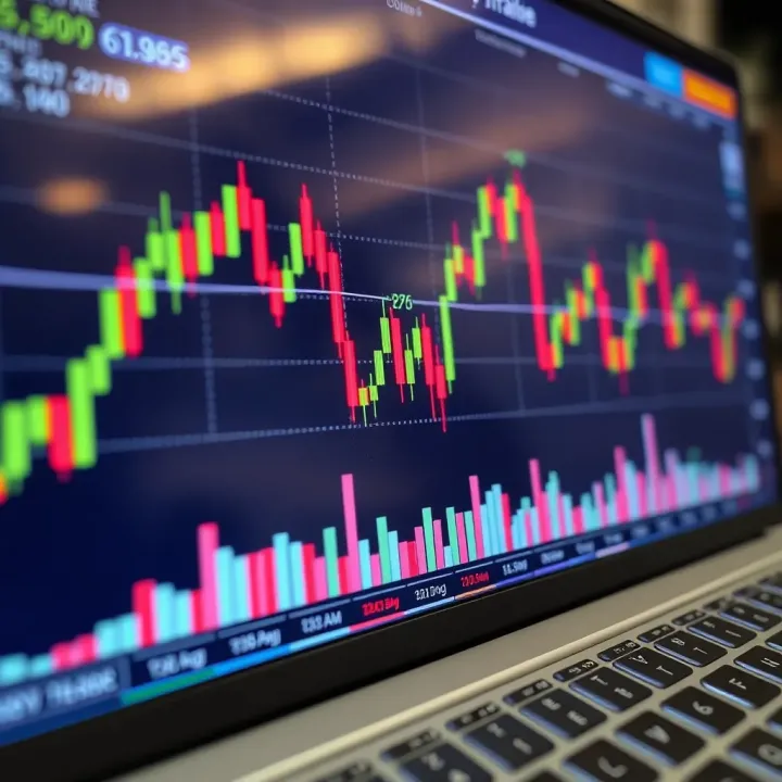 Graph showing currency exchange rate fluctuations on a digital forex trading platform