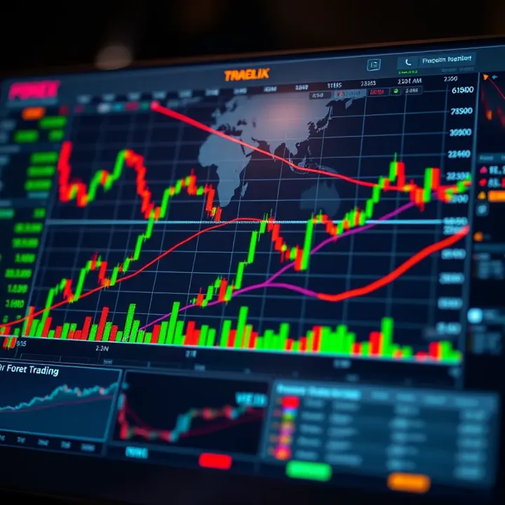 Visual chart displaying forex market trends with digital technology elements