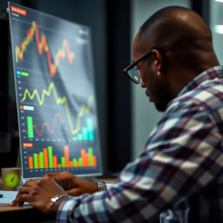Professional analyzing data charts to identify risks in Nigerian industries